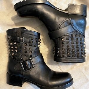 VALENTINO Rockstud Ankle Biker Boots Size 7.5 (38)